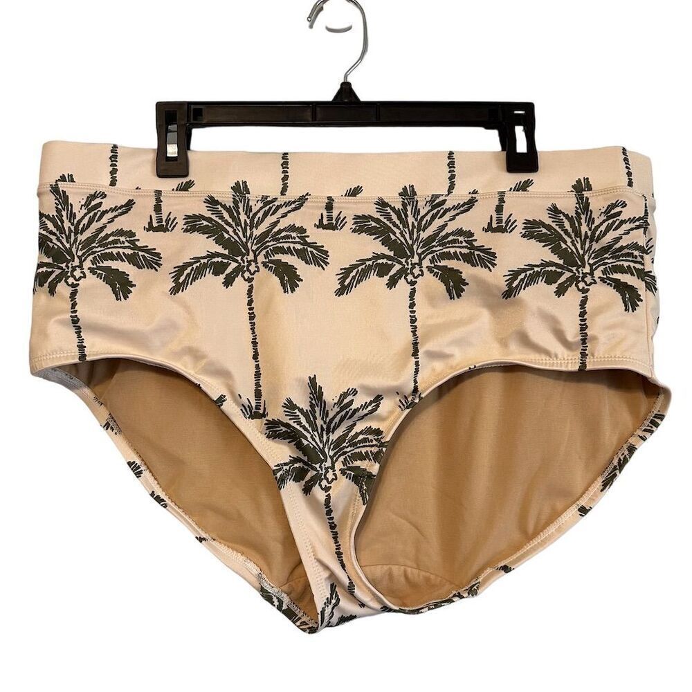 Lane Bryant Women's Sugar Palm Bikini Bottom Swimsuit Cream/Green Size 20